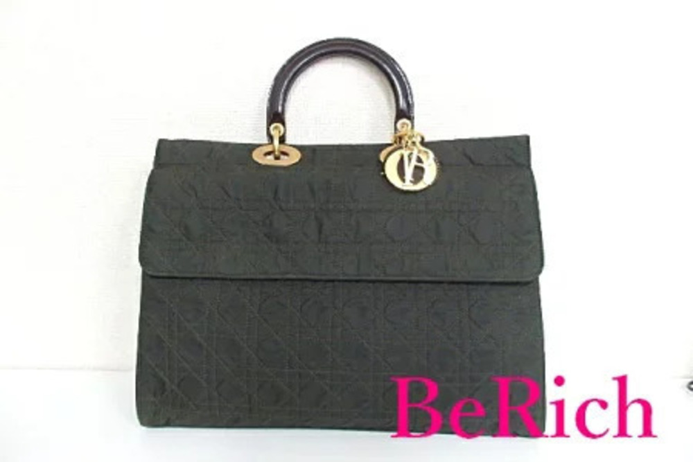 Christian Dior Handbag Cannage stitching black quilted shoulder bag tote